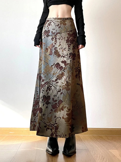 vintage-flowers-printing-low-waisted-long-skirt-1