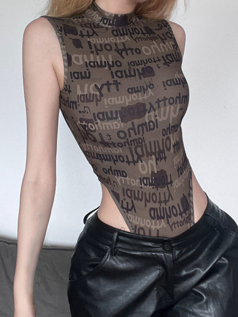 army-green-letter-print-sleeveless-turtle-neck-slim-bodysuit-2