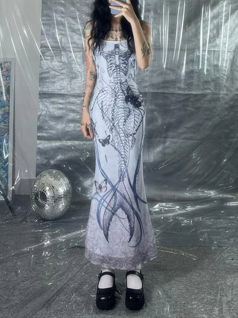 gothic-strap-butterfly-printed-long-dress-1