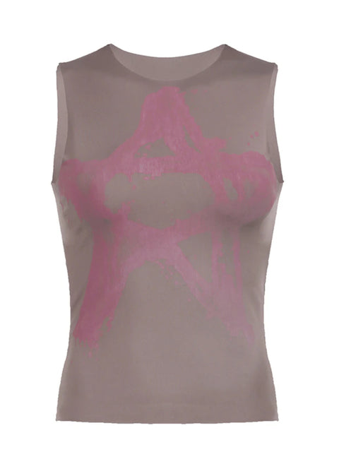 retro-printed-sleeveless-star-cute-skinny-top-1