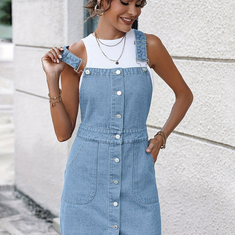 Plain Non-Stretch Denim Dress