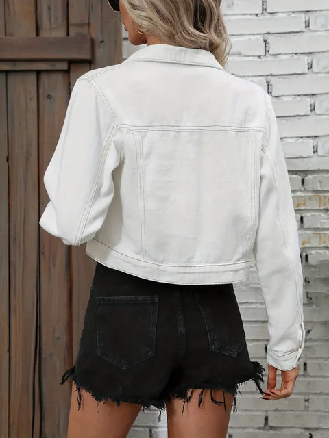 Solid Long Sleeves Denim Coats