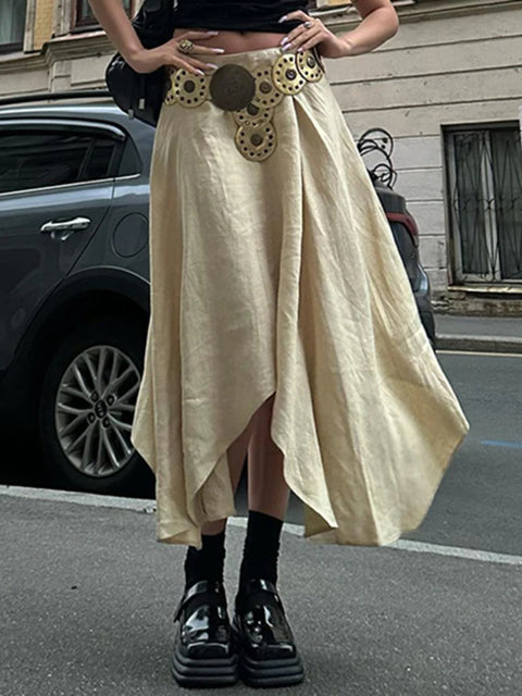 skin-draped-irregular-hem-midi-skirt-1