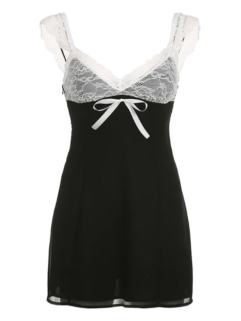 black-lace-patchwork-chiffon-backless-sexy-sleeveless-bow-mini-dress-1