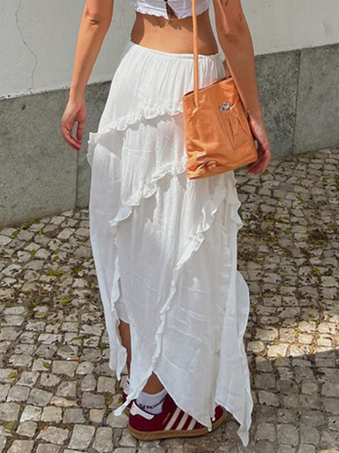 bohemian-irregular-white-side-slit-ruffles-patchwork-drawstring-long-skirt-3