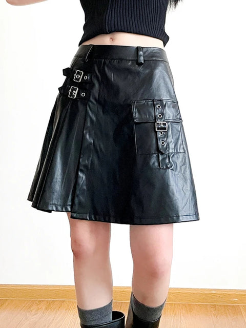 punk-black-pu-leather-low-waist-skirt-1