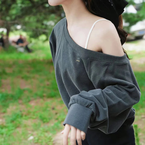 Casual Skew Neck Pullover Top