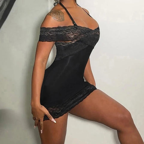 black-halter-lace-patched-off-shoulder-dress-2