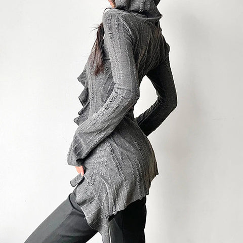 Gothic Ruffles Fringe Asymmetrical Hem Top