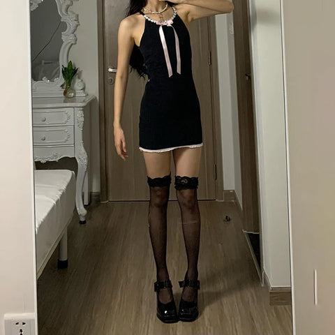 black-lace-bow-halter-backless-dress-4