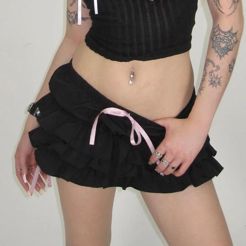 gothic-black-ruffles-bow-mini-skirt-2