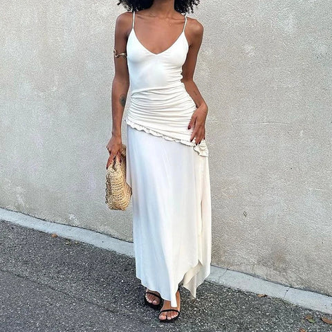 white-strap-asymmetrical-frill-long-dress-3