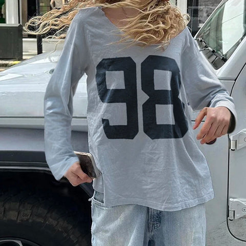 Casual Digital Printed Long Sleeve Loose Top