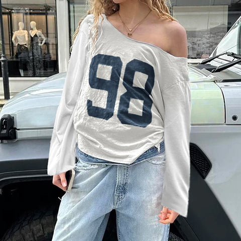 Casual Digital Printed Long Sleeve Loose Top