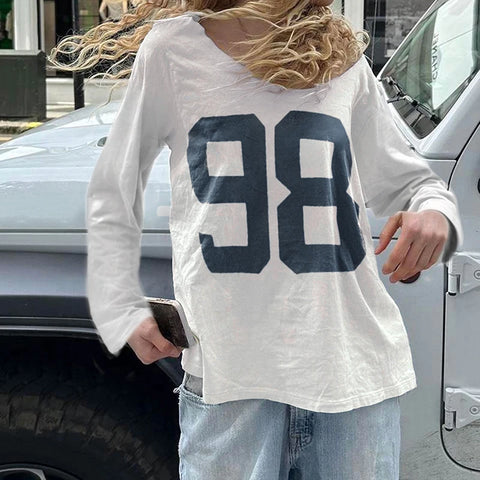 Casual Digital Printed Long Sleeve Loose Top