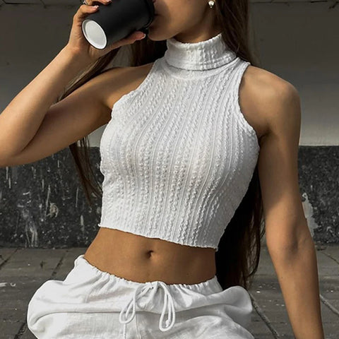 casual-turtle-neck-skinny-tank-short-top-2