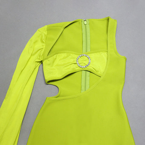 green-strapless-pearl-one-shoulder-long-sleeve-bandage-dress-6