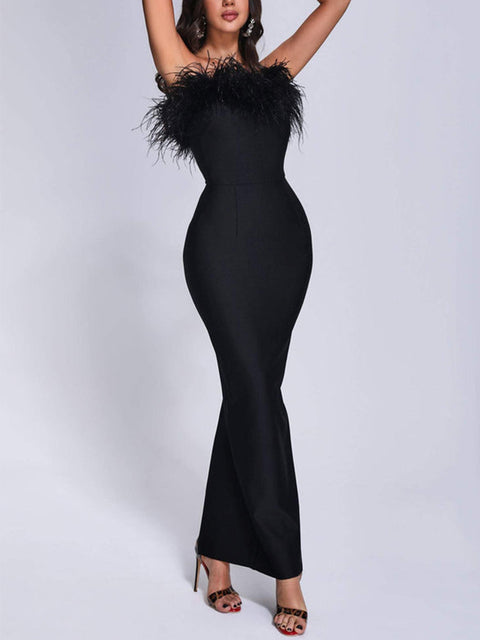 black-bandage-feather-sleeveless-skinny-sexy-party-dress-2
