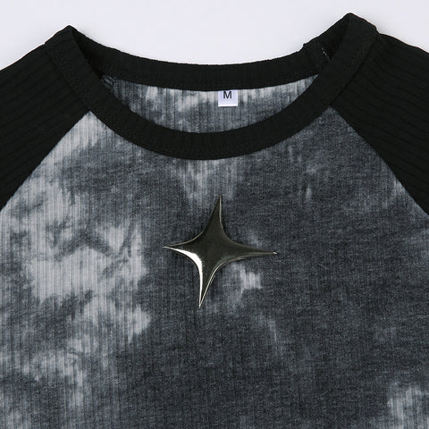 black-tie-dye-stitching-slim-printed-short-sleeve-top-5