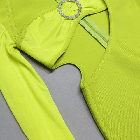 green-strapless-pearl-one-shoulder-long-sleeve-bandage-dress-7