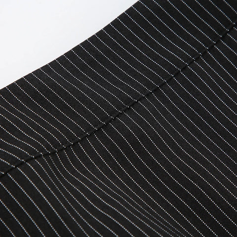 Gothic Stripe Buttons Lace Patchwork Skirt