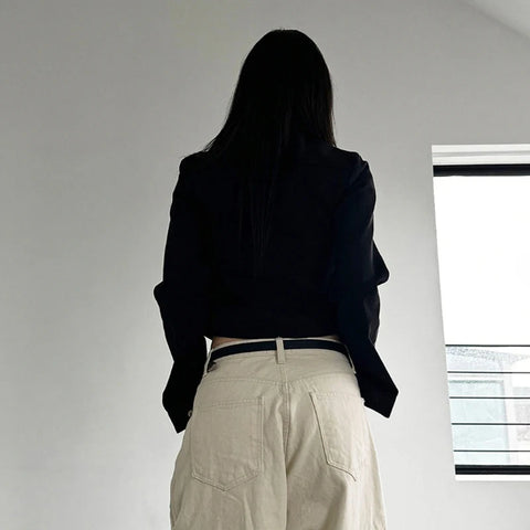 Gothic Black Zipper Up Buttons Coat