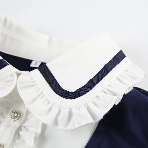 blue-patchwork-bow-ruched-short-sleeve-top-8