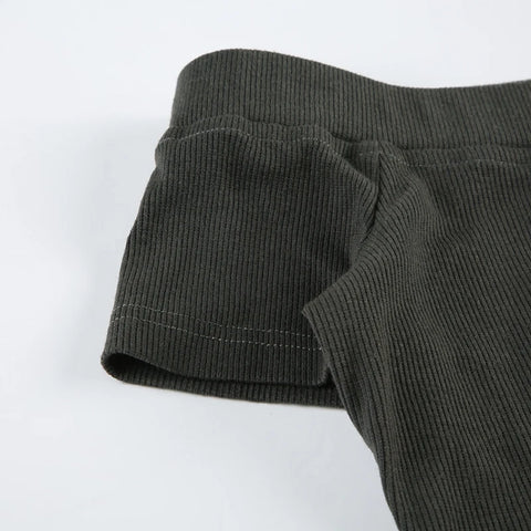 Vintage Grey Off-Shoulder Crop Top