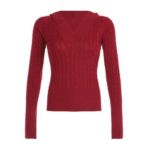 Casual Grey Twisted Hooded Sweater