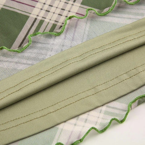 green-frill-low-waist-long-plaid-skirt-8