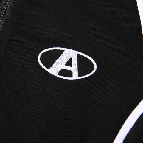 black-casual-sporty-stripe-stitch-slim-zipper-top-7