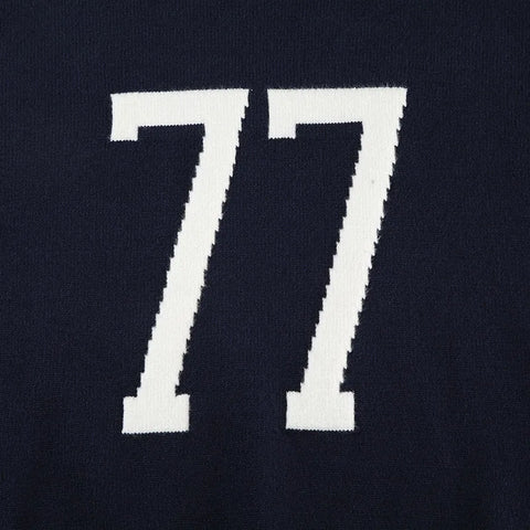 Casual Digital Print Dark Blue Sweater