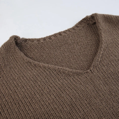 casual-brown-loose-ruched-pullover-knitted-top-8