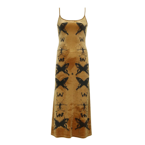 elegant-butterfly-printing-strap-velour-long-dress-5