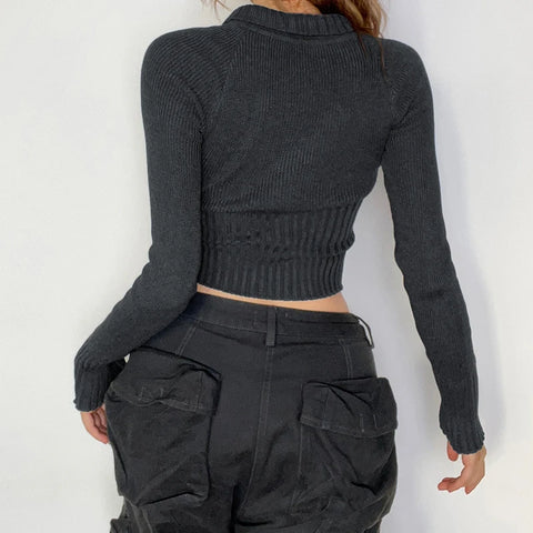 casual-dark-gray-zip-up-knitted-sweater-3