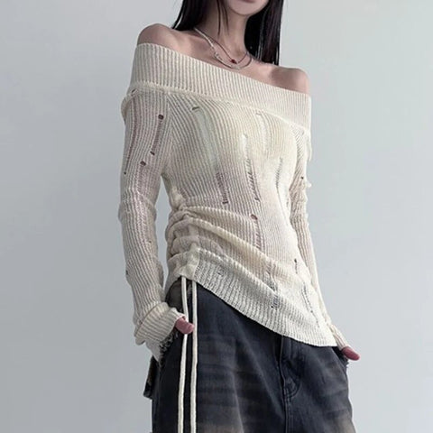 retro-hole-off-shoulder-drawstring-sweater-3