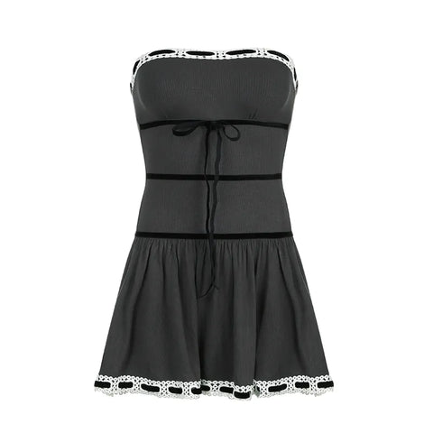 black-strapless-lace-trim-tie-up-bow-mini-dress-4