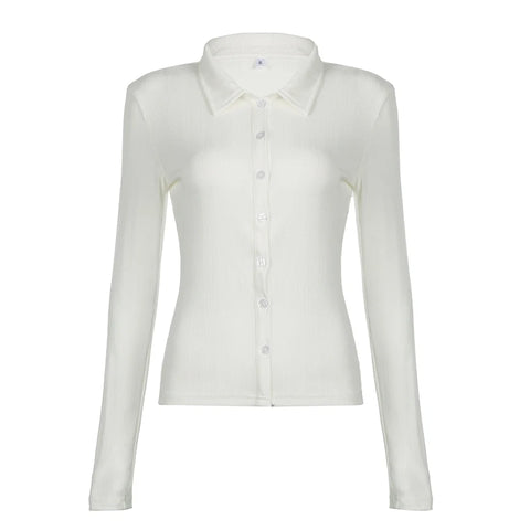 Elegant White Jacquard Single Breasted Shirt