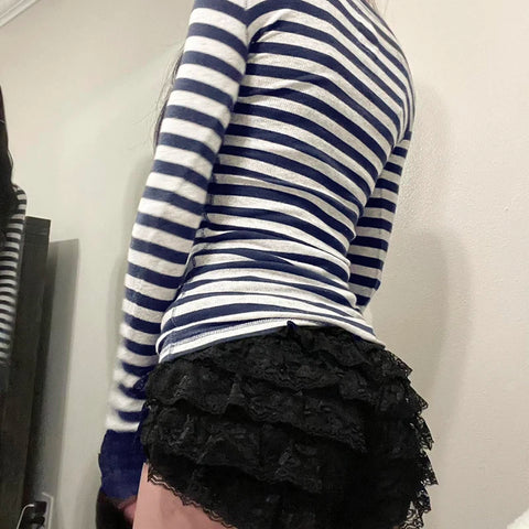 Basic Striped Crew Neck Knitted Top