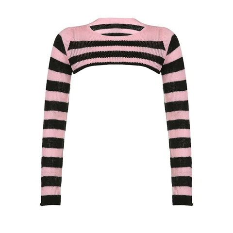 retro-pink-stripe-short-knitted-long-sleeve-sweater-5