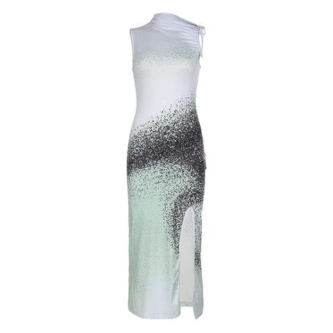 Asymmetrical Side Split Tie Dye Long Dress-5