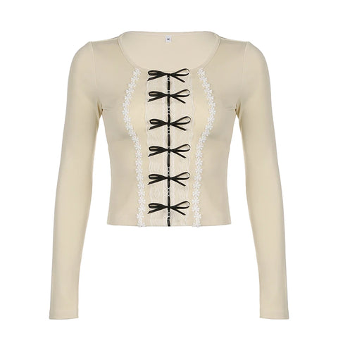 retro-bow-ruched-flowers-lace-trim-top-4