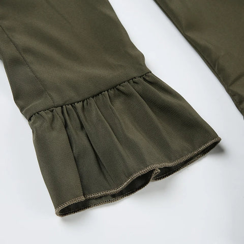 Casual Textured Ruffles Cardigan Chiffon Patchwork Top