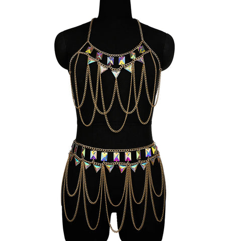 Sexy Halter Bling Rhinestone body  Chain