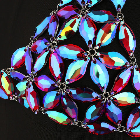 Boho Crystal Tassel Bikini Set Beach Bra Chain