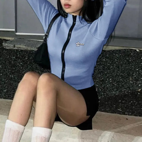 blue-knitted-zip-up-stand-collar-top-3