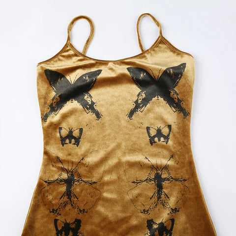 elegant-butterfly-printing-strap-velour-long-dress-7