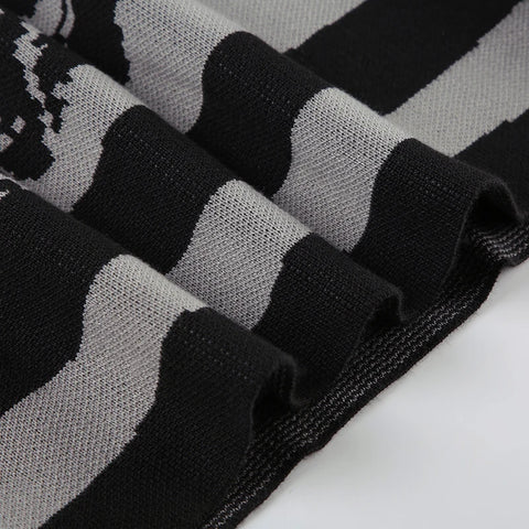Gothic Dark Striped Long Sleeveles Sweater