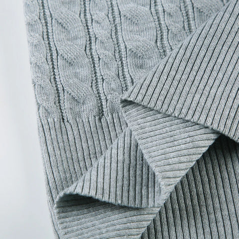 Casual Grey Twisted Hooded Sweater