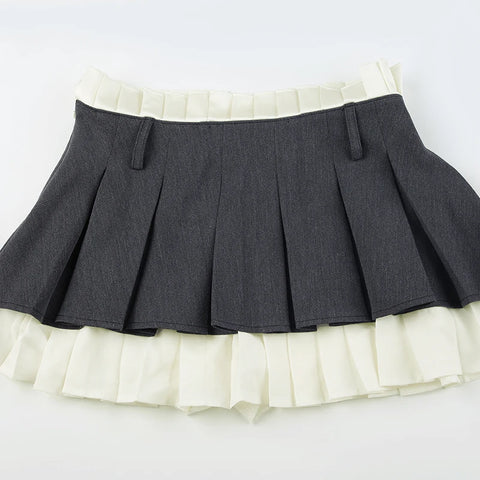 grey-patchwork-low-waist-pleated-skirt-6